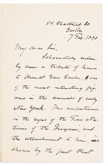 (NEW YORK.) Francis Parkman. Letter on the Iroquois and the early history of Schenectady.